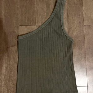 Army green one shoulder top